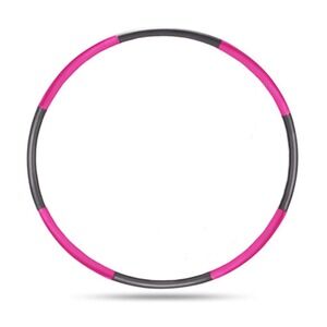 Auoxer Weighted Exercise Hoop Adjustable 8 Section Foam Padded Pink Grey Fitness
